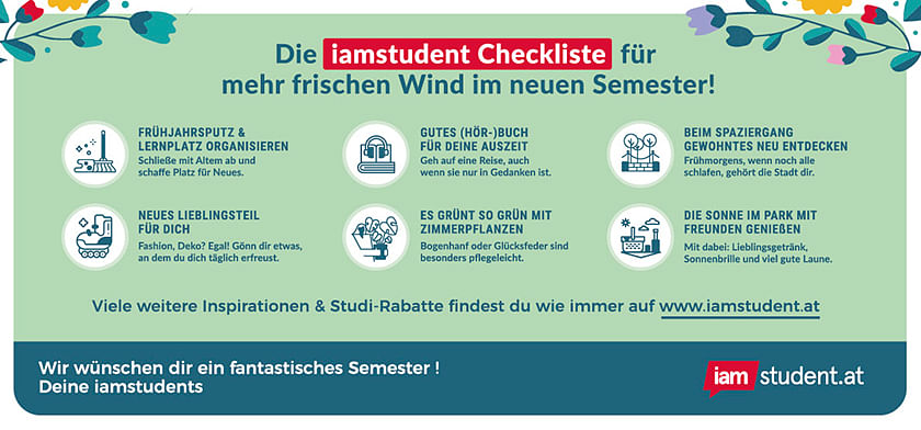 Die iamstudent Checkliste für mehr frischen Wind im neuen Semester!