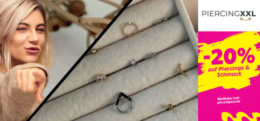 20% auf Piercings & Schmuck