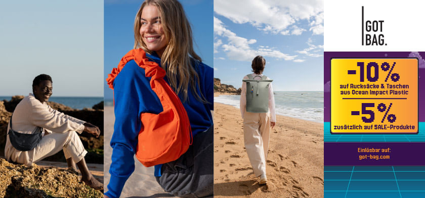 10% auf Rucksäcke und Taschen und 5% auf SALE