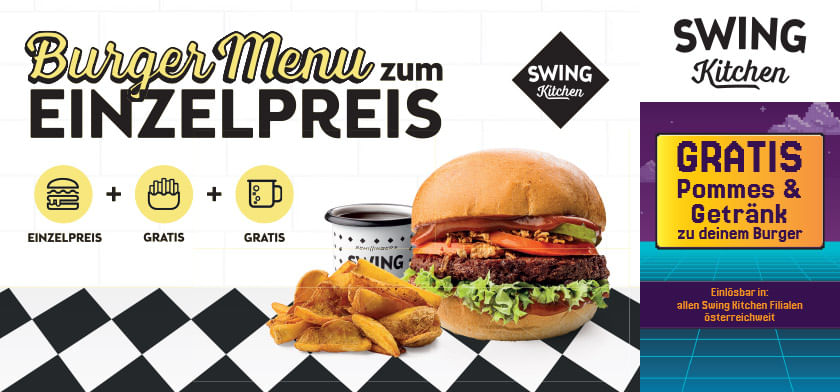 Gratis Pommes und Getränk
