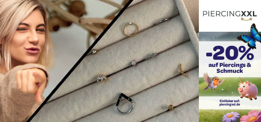 20% auf Piercings & Schmuck