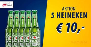 Mit Studentenrabatt 5 Flaschen Heineken-Bier um nur 10€ in der ADMIRAL Arena Prater