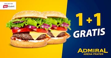 Mit dem ADMIRAL Studentenrabatt 1+1 Burger um nur 9,90€