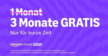 Unser Knaller-Angebot: 3 Monate Amazon Music Unlimited gratis – jederzeit kündbar!