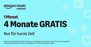 Jetzt noch länger testen: Mega-Knaller von Amazon Music mit 4 Monaten GRATIS-Zugang!