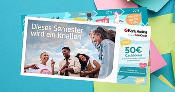 Bank Austria Studentenrabatt: 50€ Cashbonus zum erstmalig eröffneten Studentenkonto*