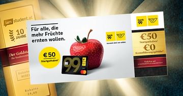 50€ Startguthaben und 0€ Kontoführungsgebühr - jetzt dein bank99 Konto eröffnen!