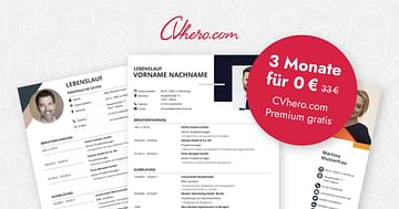 3 Monate 100% Rabatt auf CVhero.com Premium – ohne Abo!