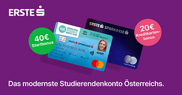 Erste Bank Studentenrabatt mit 40€ bei Online-Kontoeröffnung + 20€ Kreditkarten-Bonus