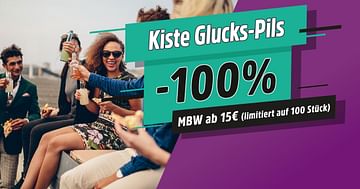 Knallerangebot: 100x1 Kiste Glucks-Pils gratis bei flaschenpost.de