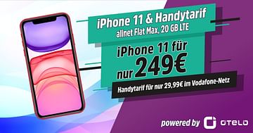 Tarif für nur 29,99€ + Apple iPhone 11 64 GB Gutschein von gethandy.de
