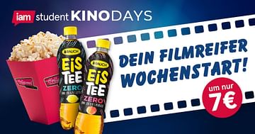 iamstudent KinoDays im Hollywood Megaplex: Kinoticket inkl. kleines Popcorn und Rauch Eistee für 7€