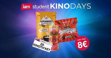 Die iamstudent Kinodays: Kinoticket (2D) inkl. SPIRIT Drink, Alpenbrezl und NEOH Drageelinos um 8€!