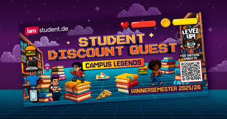 Die Student Discount Quest ist los! Begib dich auf digitale Schatzsuche und gewinne alle 13 großartigen Rabatte, von AEG über NKD bis hin zu OCEANSAPART oder Pearson. Gleich hier im neuen Gutscheinheft zum Wintersemester!