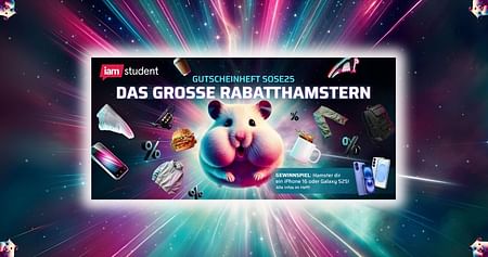 Entdecke den Rabatthamster in dir: Belohne dich selbst mit 17 genialen Rabatten z.B. von Samsung, KURIER, XOXO, SHOP APOTHEKE oder Sky X, alle kompakt im neuen Gutscheinheft zum Sommersemester – hier gratis downloaden! On top: Gewinnchance nutzen!