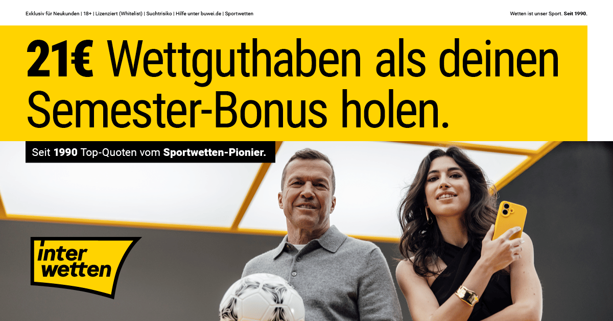 21€ Interwetten Studentenrabatt für Neukunden