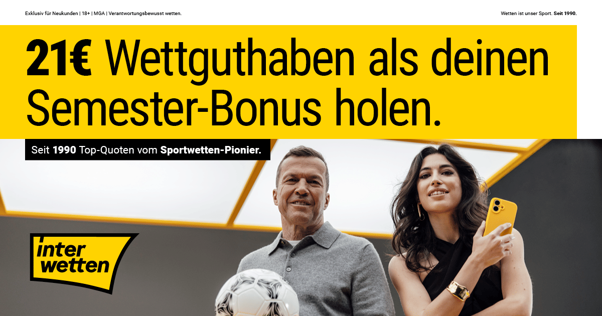 21€ Interwetten Studentenrabatt für Neukunden
