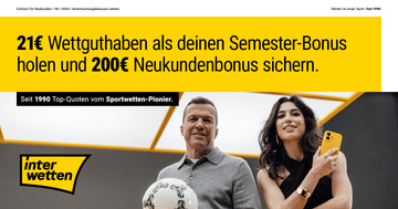 Registriere dich und sichere dir deinen 100% bis 200€ Neukundenbonus + 21€ Wettguthaben