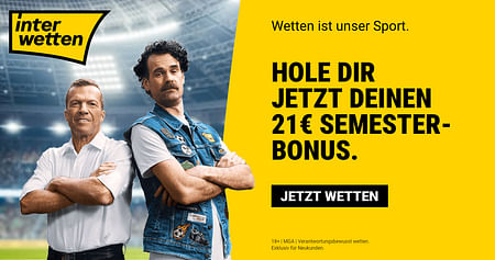 Bei Interwetten erlebst du Sportwetten zu Top-Quoten! Hol dir mit unserem Studentenrabatt von Interwetten 21€ Wettguthaben für Neukunden und die extra Portion Spannung für jedes Sportevent!