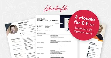 3 Monate 100% Rabatt auf Lebenslauf.de Premium – ohne Abo!