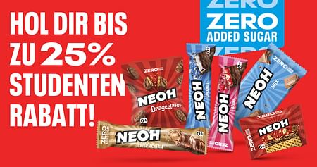 Sichere dir 25% Rabatt auf die NEOH Hazelnut Crunches und die Waffel Minis Snack Box. Die Waffel ist nicht nur der NEOH-Bestseller, sondern eignet sich perfekt für den Hörsaal oder deine nächste Study-Session – wie immer mit ZERO Added Sugar!