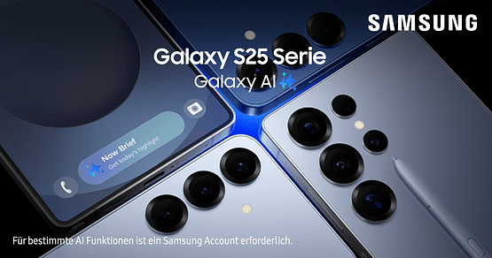 Bestelle jetzt die neue Galaxy S25 Serie vor und erhalte auf alle Modelle 15% Rabatt! Zusätzlich gibts ein gratis Speicherplatz-Upgrade und bis zu 808€ Eintauschwert für dein Altgerät. Sei schnell: Nach dem 06.02.2025 verringert sich der Rabatt*.    