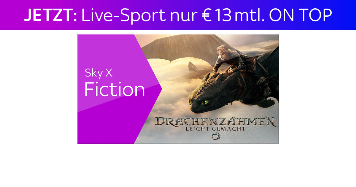 Sky X Fiction & Live TV statt 19,99€ mit Rabatt um nur 12€ mtl. - monatlich kündbar*