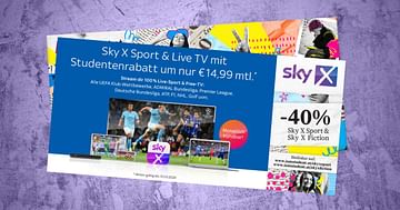 Sky X Fiction & Free TV mit Studentenrabatt um nur 11,99€ mtl. statt 19,99€ mtl.