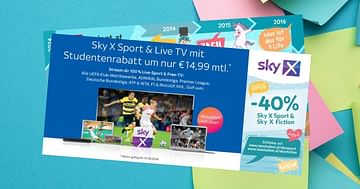 Sky X Sport & Free TV mit Studentenrabatt um nur 14,99€ mtl. statt 24,99€ mtl.
