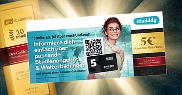 In nur 30 Sekunden studddy Fragebogen ausfüllen und 5€ Amazon-Gutschein sichern!