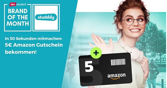 Doppelter Vorteil für dich: Informiere dich supereinfach und schnell über passende Studiengänge auf studddy - der Plattform für Bildungsangebote und unsere Brand of the Month im November - und erhalte on top einen 5€ Amazon-Gutschein! 