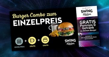 Mit Swing Kitchen Studentenrabatt gratis Pommes und Getränk zu deinem Burger erhalten!