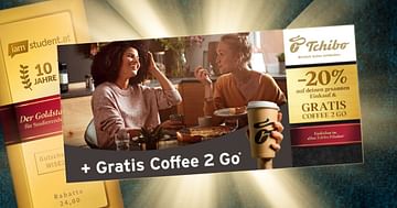 20% Tchibo Studentenrabatt auf deinen gesamten Einkauf in der Filiale + gratis COFFEE 2 GO