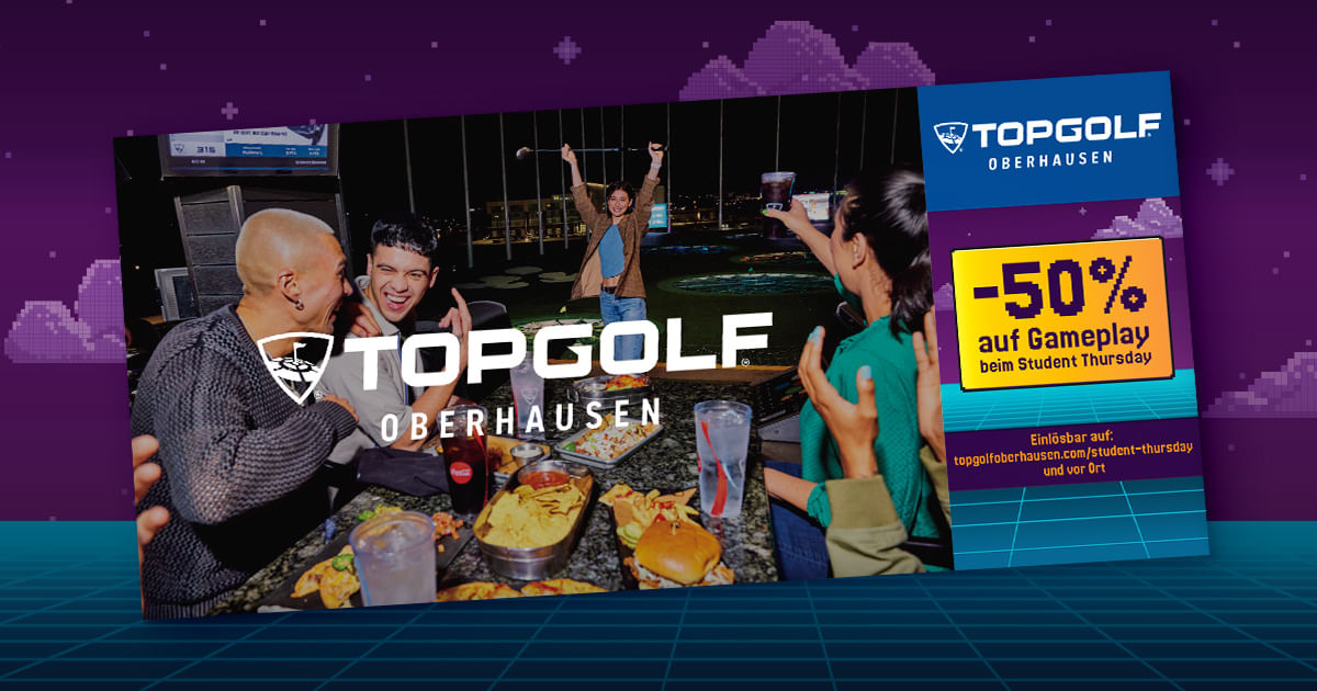 -50% Topgolf Oberhausen Studentenrabatt auf Gameplay