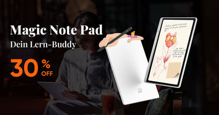 Deine Studi-Allrounder von XPPen zum Hammerpreis: Sichere dir das Magic Note Pad – die perfekte Kombination aus digitalem Notizbuch, E-Reader und Tablet – sowie alle weiteren Zeichentablets, Grafikdisplays & Co. mit 30% Studentenrabatt!